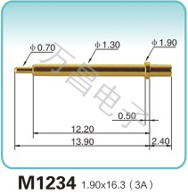 M1234 1.90x16.3(3A)彈簧頂針 pogopin   探針  磁吸式彈簧針